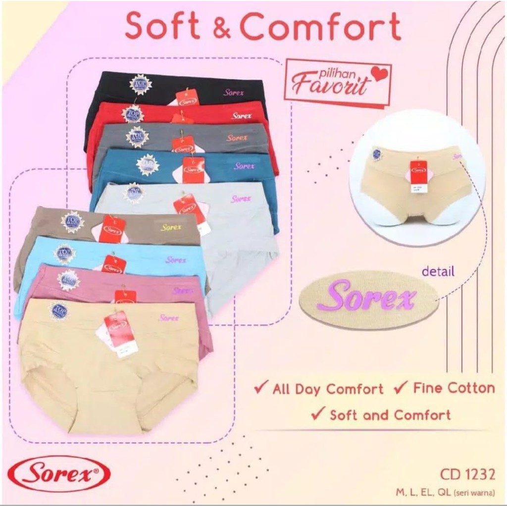 ISI 1 PCS ORIGINAL Celana dalam Sorex CD Midi Katun Mix Strecth Basic 1232 KBR STORE