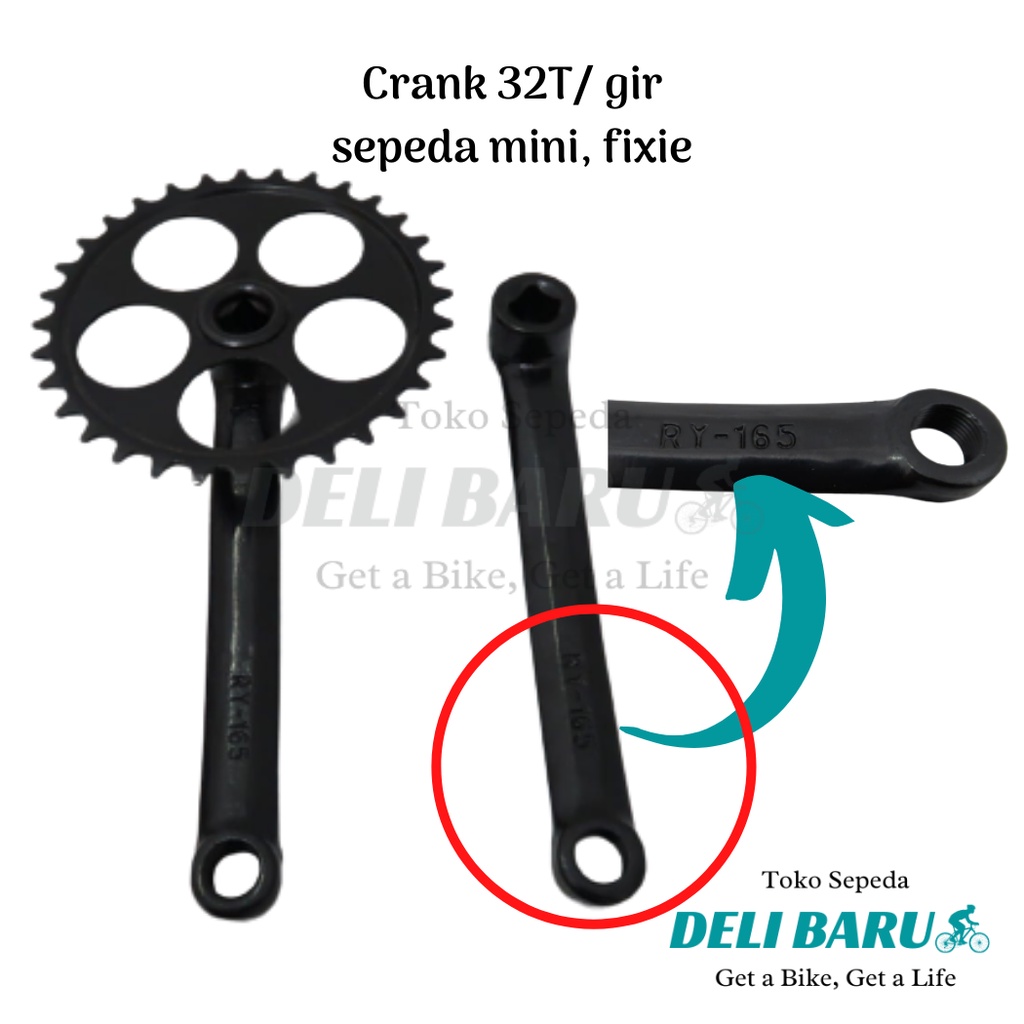 Deli baru Crank single speed 32T gir tengah model as kotak sepeda mini fixie