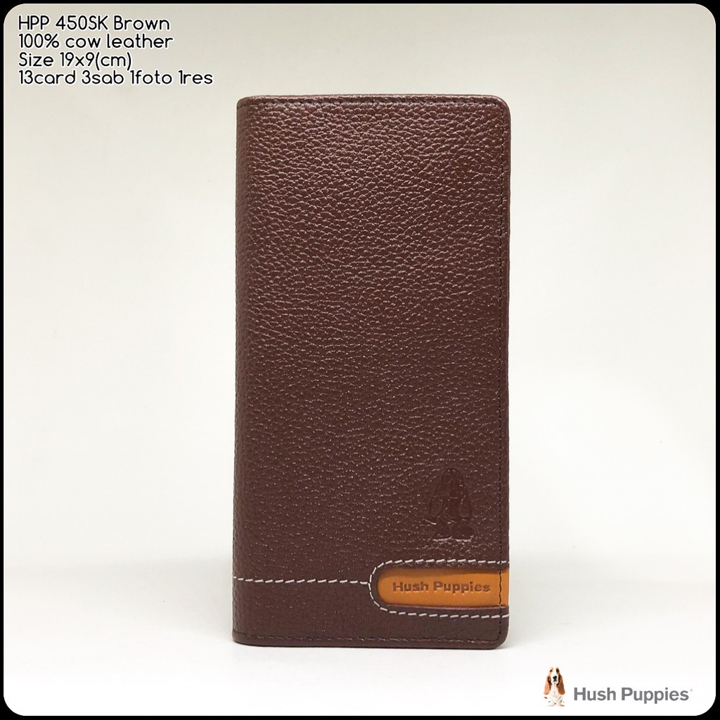 Dompet pria hushpuppies 450sk classic brown kulit sapi asli premium mirror quality