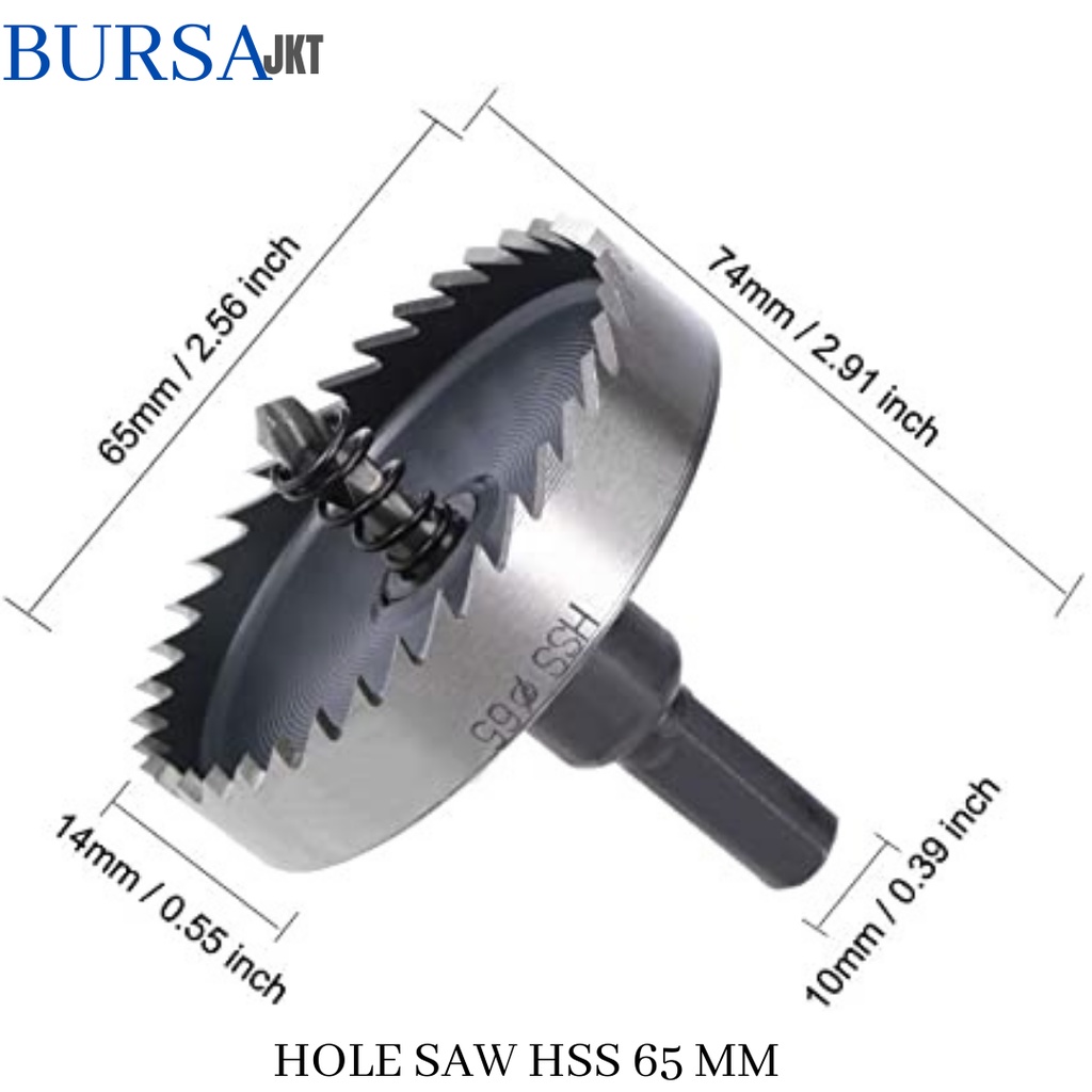 MATA BOR HOLE SAW STAINLESS STEEL PELUBANG BESI PLATE METAL DRILLING LOGAM 65 MM