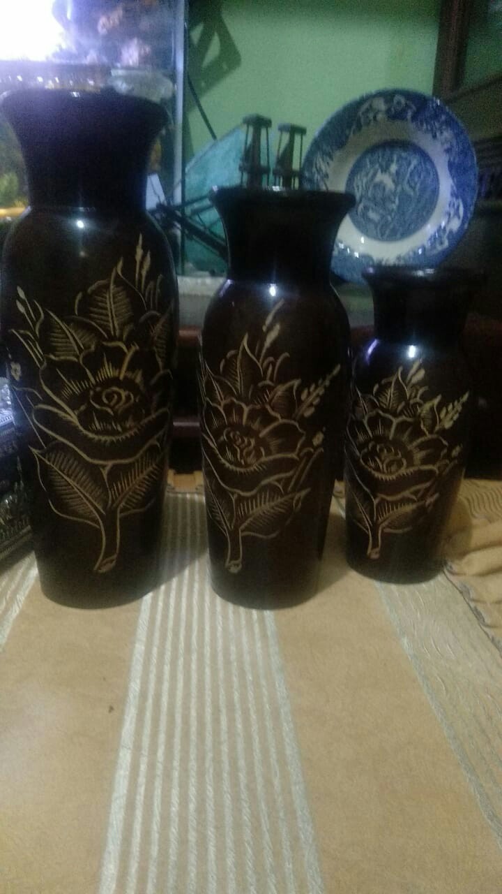 Vas Bunga Kayu Jati Motif Bunga - Vsa008