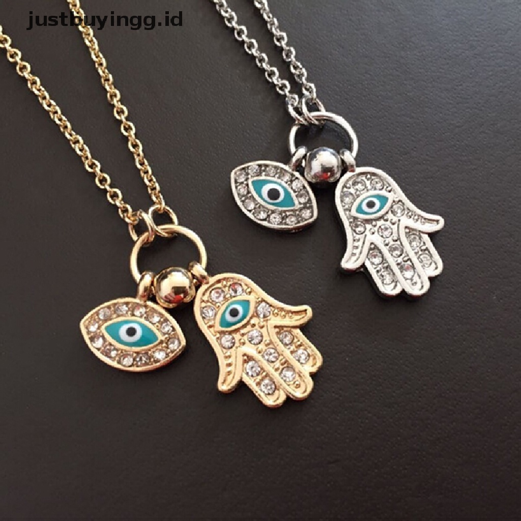 Kalung Rantai Dengan Liontin Evil Eye Hamsa Hand Untuk Wanita