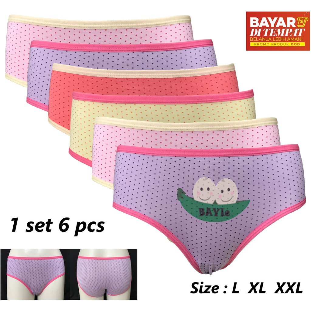 BAYIe - 6 PCS Celana Dalam / CD Wanita WEN ROU 9019 Size L, XL, XXL Multi Colour