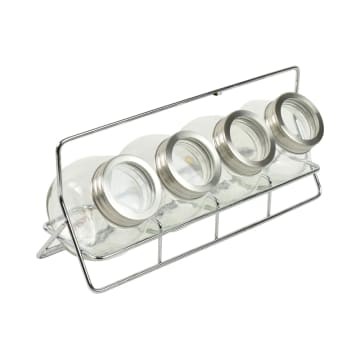 INFORMA Sephora Elemental Kitchen SPICE JAR WITH RACK SET OF 4 STOPLES Tempat Bumbu Dapur