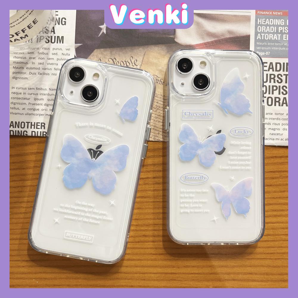 iPhone Case Clear Case Soft Thick TPU Shockproof Super Transparent Protection Camera Plating Button Blue Butterfly For iPhone 13 Pro Max iPhone 12 Pro Max iPhone 11 iPhone 7 Plus