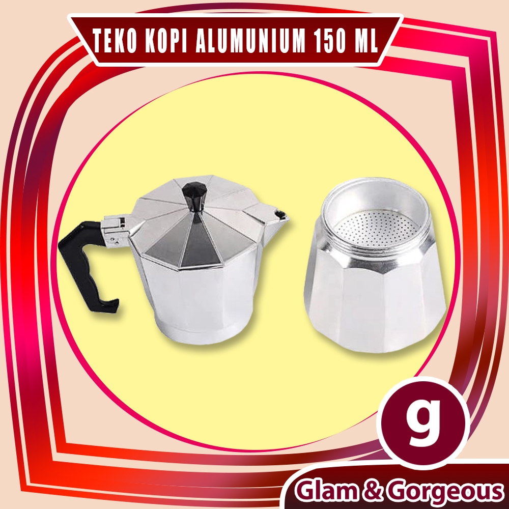 Teko Kopi Alumunium Moka Pot Aluminium 150ml Cp0150al