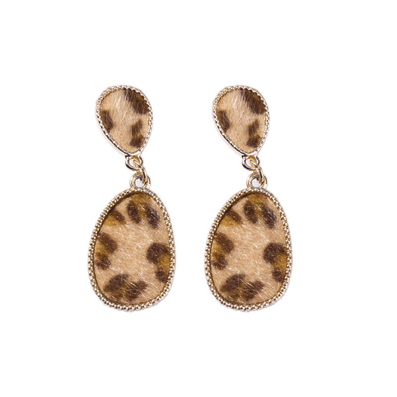 SIY  Women Leopard Print Geometric Round Square Drop Earrings Bamboo Maxi Jewelry