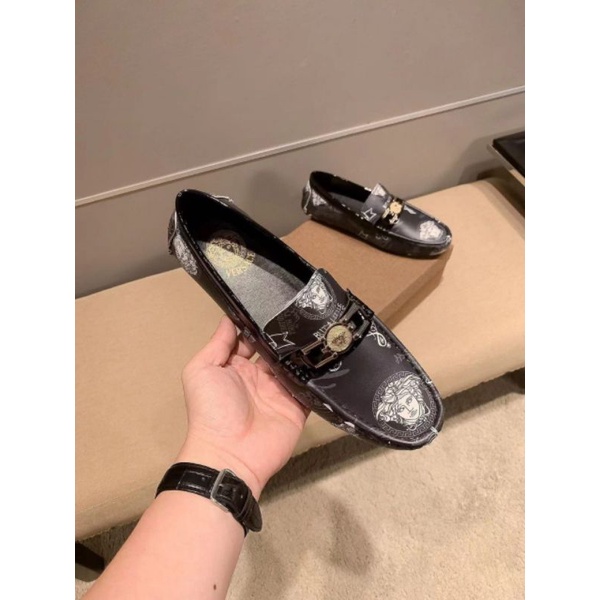 sepatu loafer vers4ce pria slip on cowok mirror men shoes top moccasin