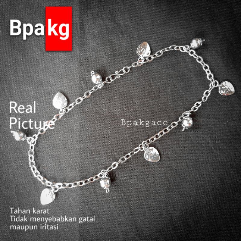 Gelang kaki nori kombinasi silver wanita cantik anti karat # Gelang monel besi putih asli murah baru