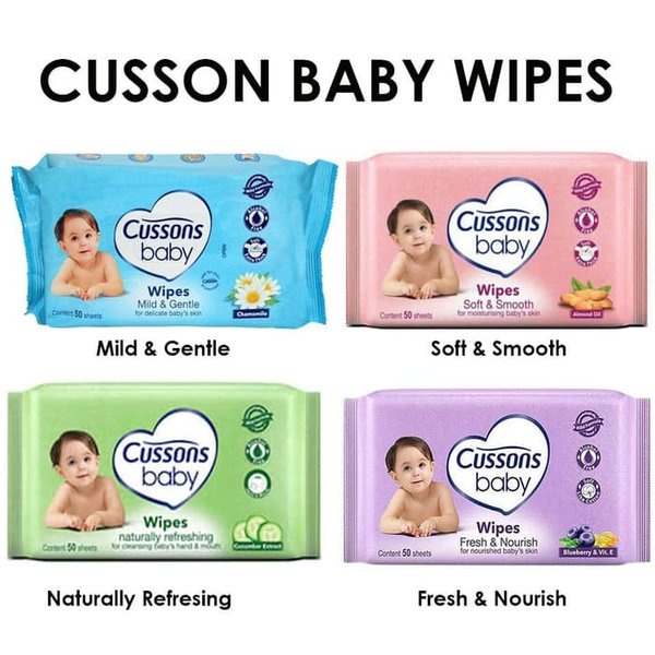 ⭐BAGUS⭐ [B1G1] CUSSONS Tisu Basah Bayi 50s - 45s Baby Wipes - Ganti Popok | Tissue Cusson Beli 1 Gratis 1 Buy 1 Get 1