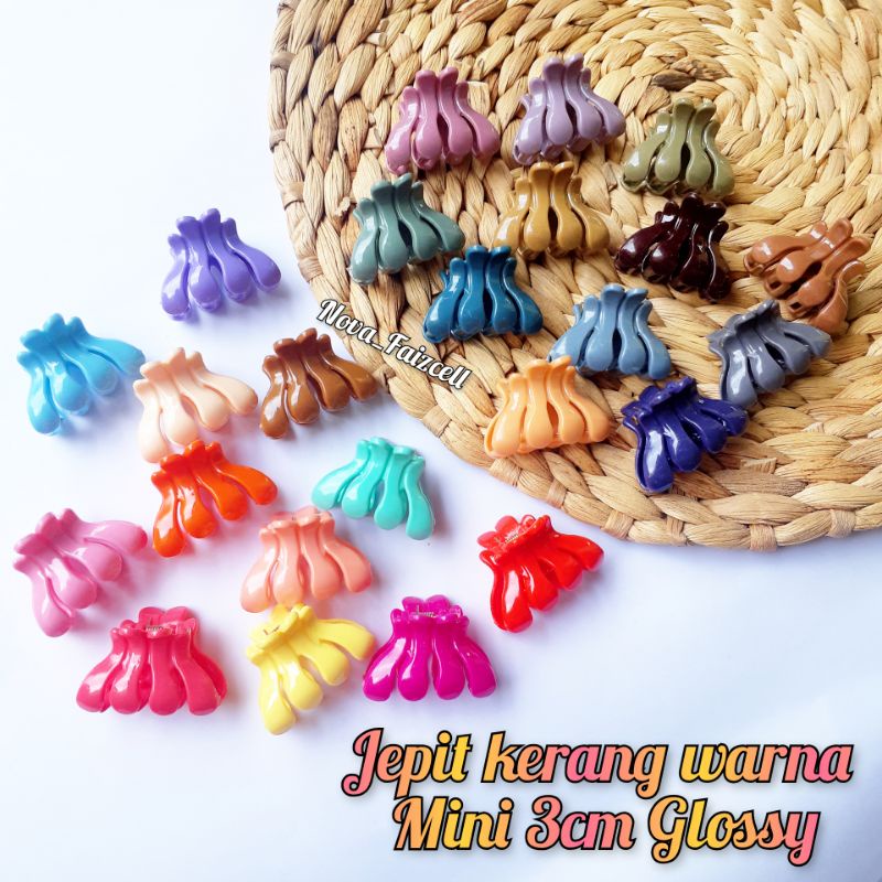 Jepit Rambut Kerang Warna Mini 3cm glossy.