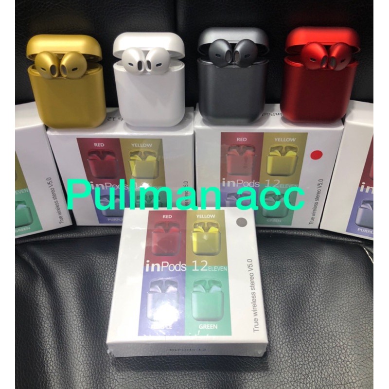 earphone bluetooth i12 metalik twins kwalitas bgs gampang konekin