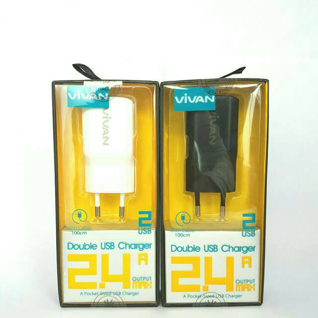vivan charger 2.4a batok kepala double dual output usb port 2usb power cube