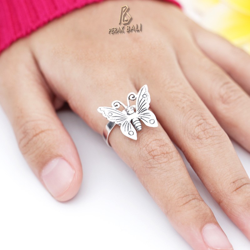 Cincin Wanta Perak Bali Silver Ring 925 Kupu-Kupu