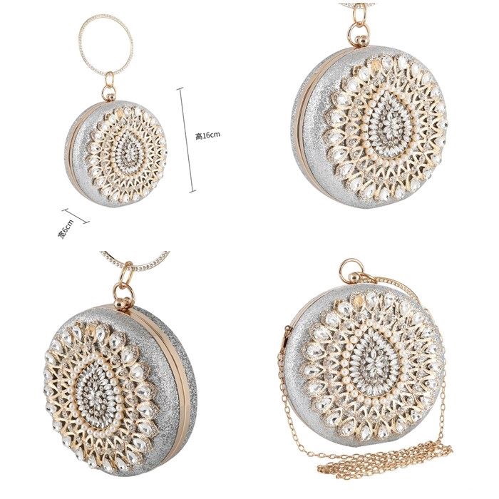 MV_Marvelouz MV7012101 tas Pesta Bulat Elegant (Ada Kotak,Tali Rantai) wanita import terbaru