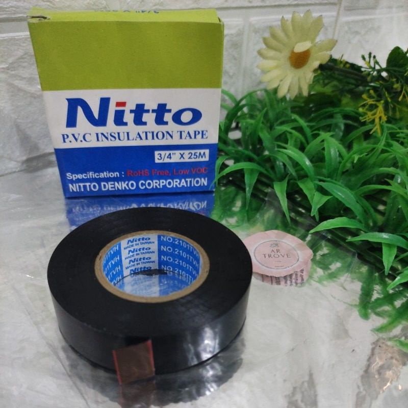 Tape / Isolasi Kabel Nitto / isolasi NITTO PVC 3/4"x25m Hitam ISOLASI TAHAN PANAS