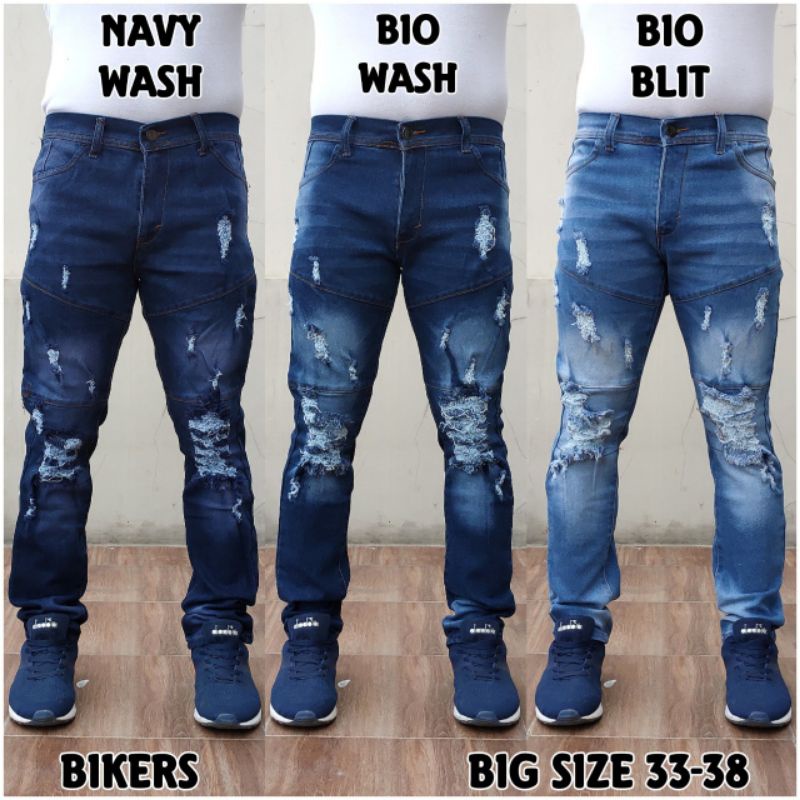 Jeans Sobek Ripped Ukuran 33-38 Jumbo Bigsize