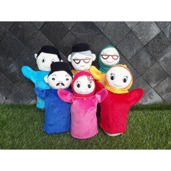 Boneka tangan Keluarga Family Muslim - Ayah, Ibu, Kakek, Nenek, Anak (harga utk 6pcs)