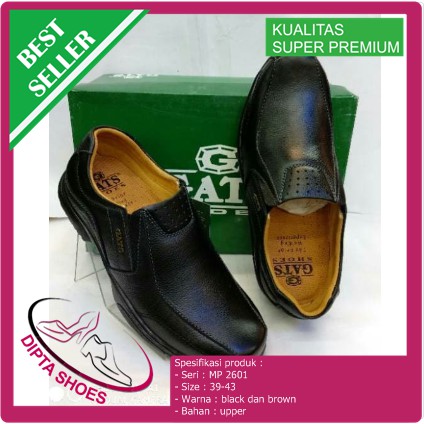 Pantofel pria Sepatu kulit gats mp 2601 black. original by GATS