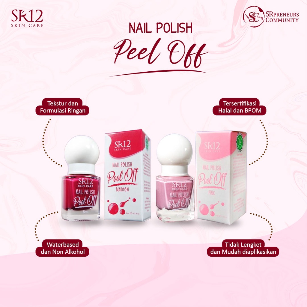 KUTEK SR12 HALAL / NAIL POLISH PEEL OFF / KUTEK KELUPAS WATER BASED NON ALKOHOL / CAT KUKU BPOM