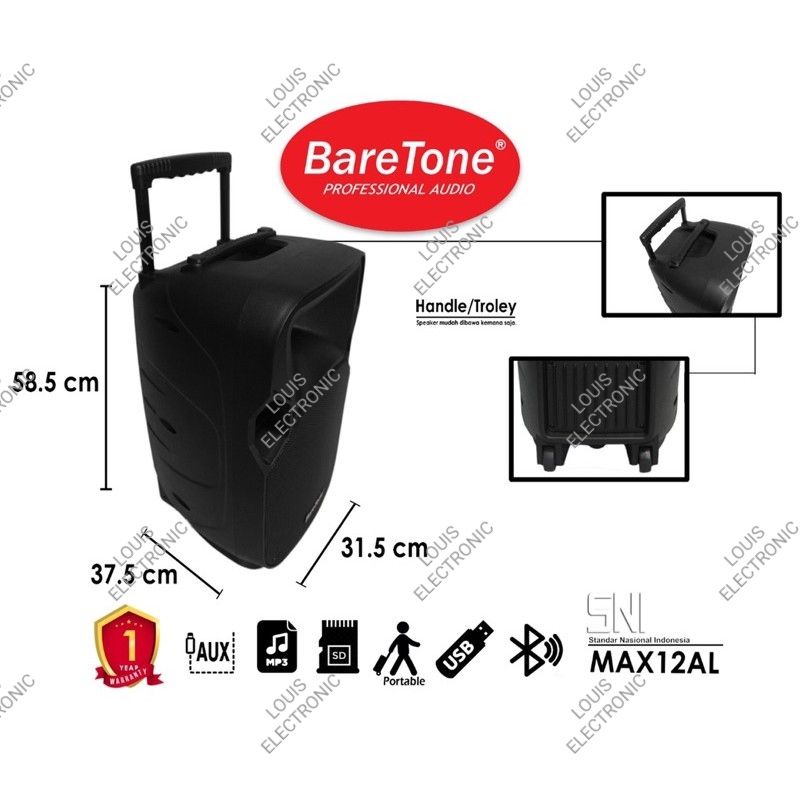 Speaker Portable BareTone MAX12AL 12AL 12 AL 12 Inch ORIGINAL