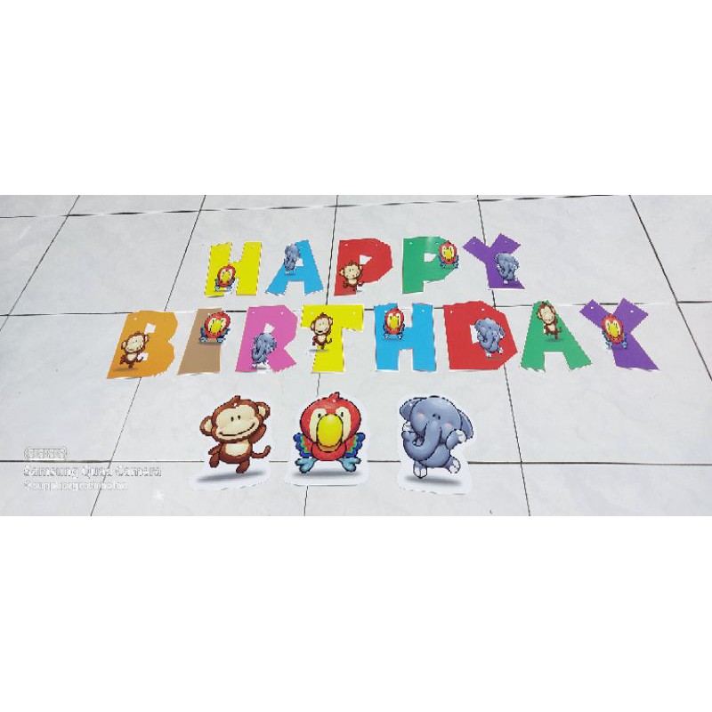 Banner custom ulang tahun anak tema dino, animal, unicorn, jungle, dino, pokemon