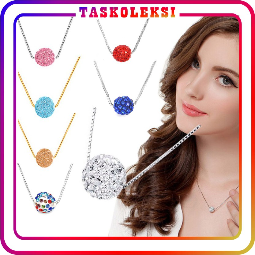 ☛TK☚ A011 Kalung Bulat Mutiara Necklace Fashion Korea Wanita Titanium Bola Diamond Crystal Jewelry