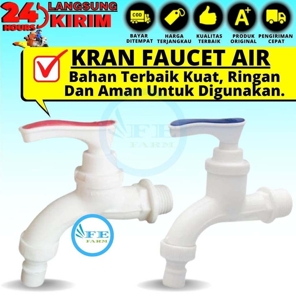 Kran tembok Keran Air Keran PVC Keran Keran Kamar Mandi Taman Kandang 1/2 inch FEFARM