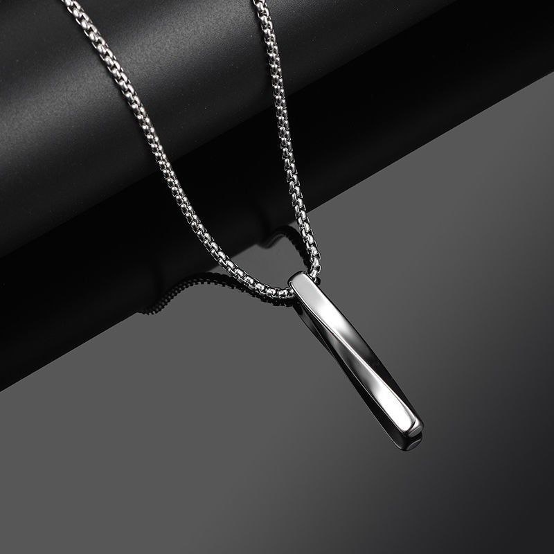 [Bisa COD] Kalung Pria Spiral Hip Hop Silver dan Hitam Titanium Steel Pendant Necklace Man Simple Female Cold Wind Pendant Trendy ACC