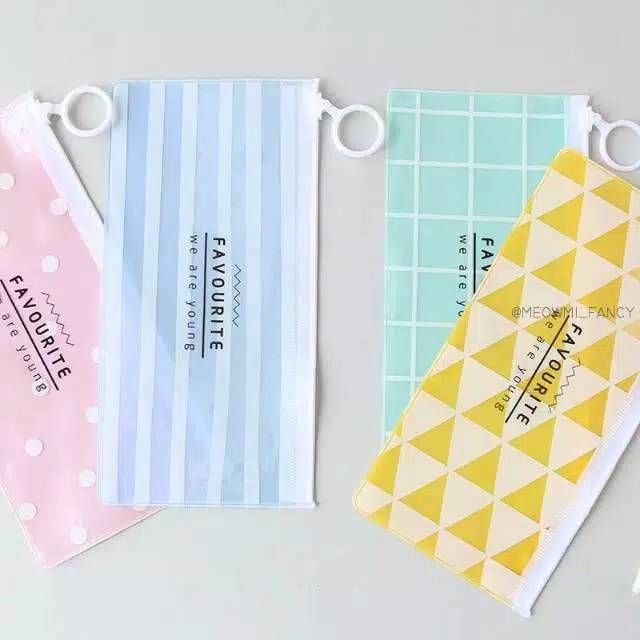 

kotak pensil bening zip transparan bagus tumblr kawaii