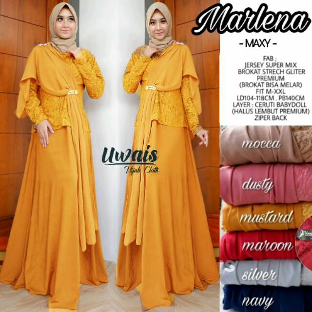 BAJU GAMIS WANITA MARLENA BUSANA MUSLIM PESTA CANTIK BY UWAIS