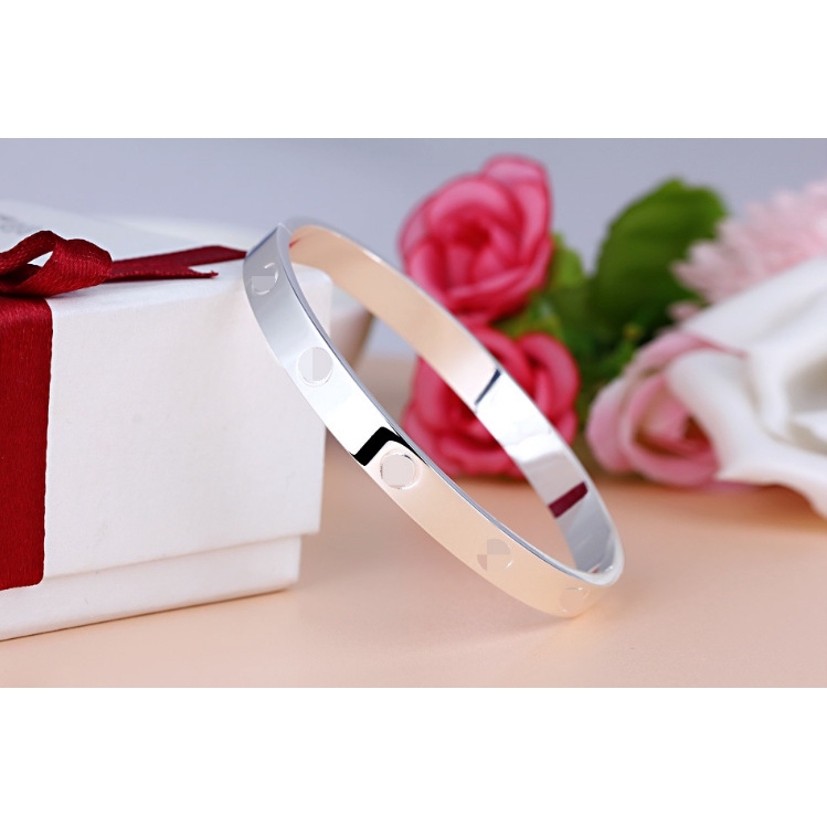 Gelang Tangan Fashion Bracelet Titanium Energi Magnetik Om Mani Padme Hum Untuk Wanita-#2(silver)