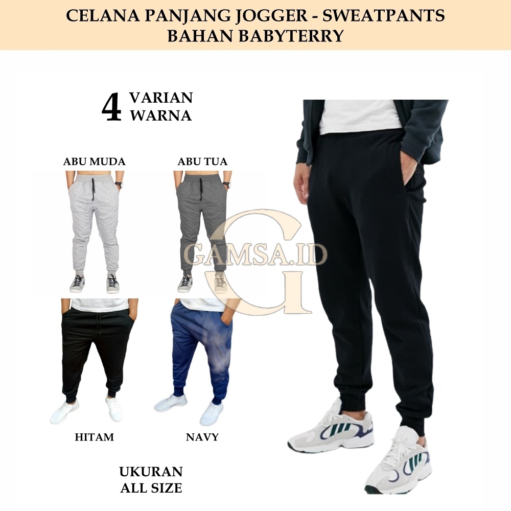 CELANA PANJANG JOGGER PRIA WANITA JOGER PANTS BABYTERRY SWEATPANTS TRACKPANTS TRAINING OLAHRAGA SPORT