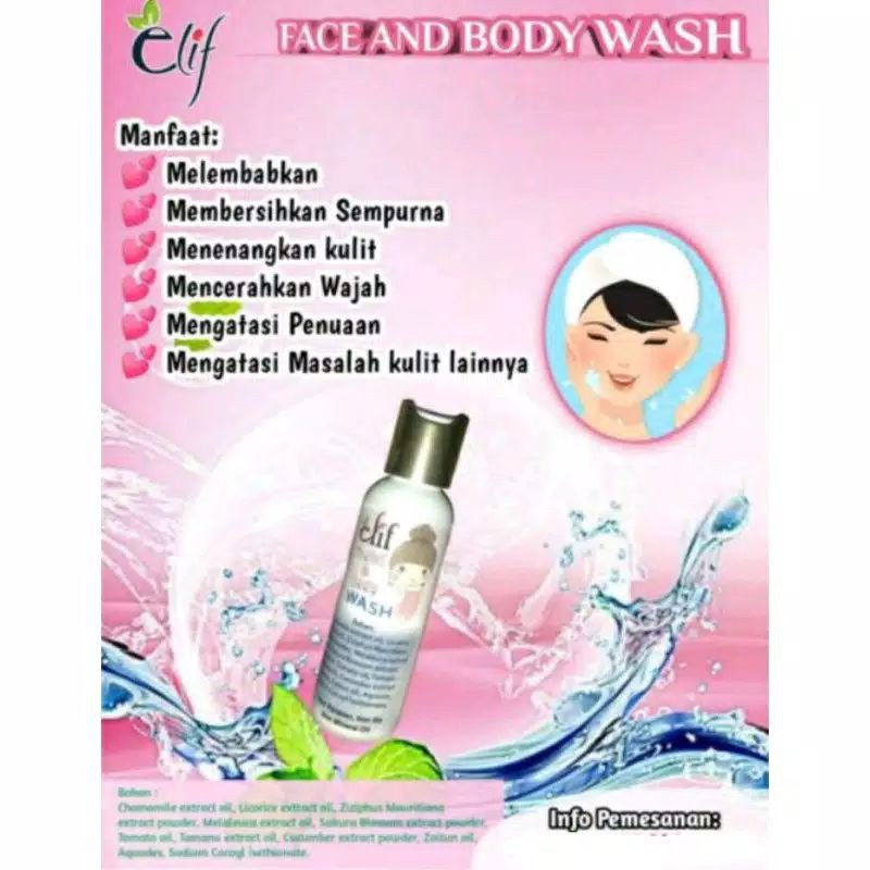Elif FACE AND BODY WASH sabun cair tanpa SLS dan tanpa bahan kimia