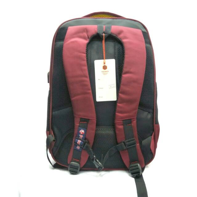 tas ransel polo moto USB carger original tas laptop - free rain cover