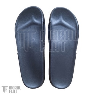 Sandal Slop Casual/Unisex-Moral Flat-All Black Slim Series-Hitam-41 SOL TEBAL