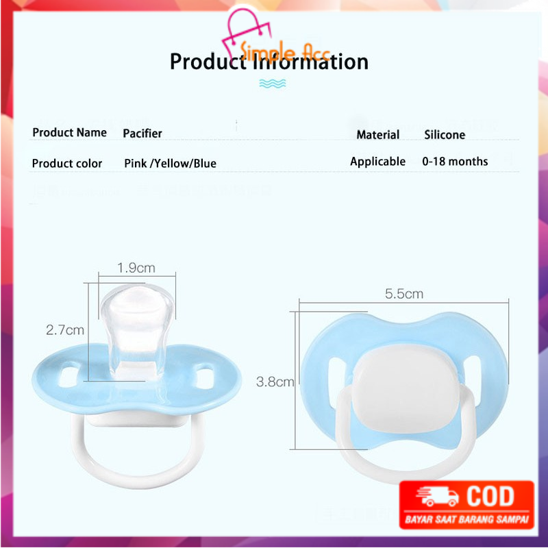 ~COD~DO-C46 Empeng Bayi | Dot Bayi Bulat / Datar | Baby Pacifier / Soother | Kompeng Bayi Food Grade-1