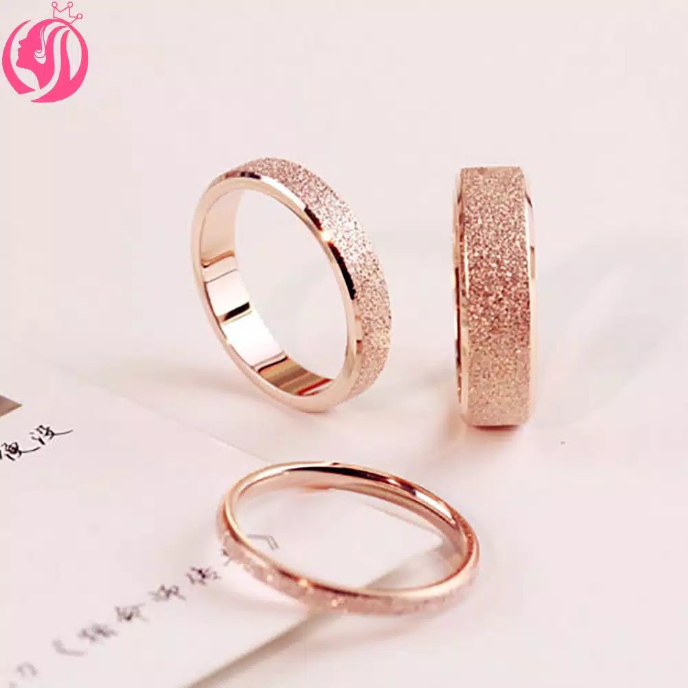 TBI Simple Ring Cincin Imitasi Pasangan Simple Rose Gold Silver Anti Karat