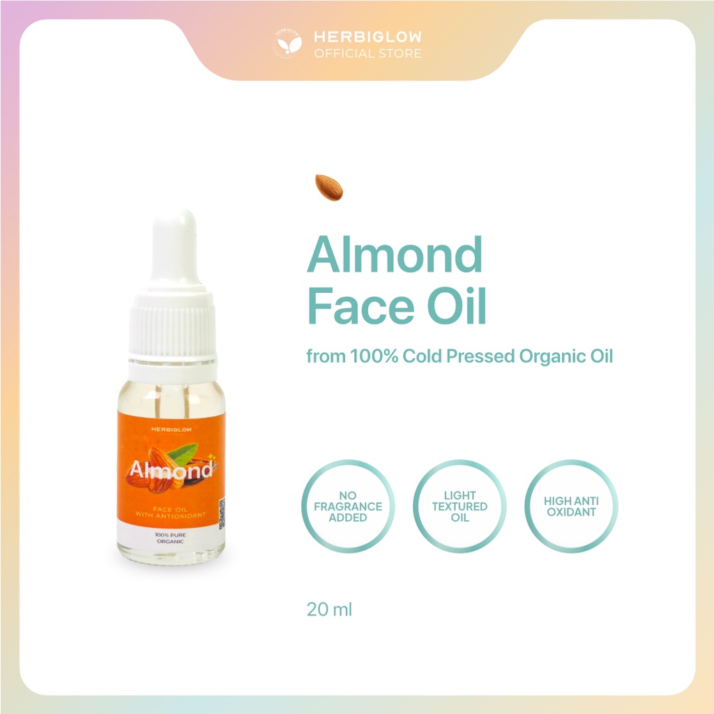 HERBIGLOW Face Oil Almond 10 ml - Serum Menutrisi &amp; Pelembab Wajah
