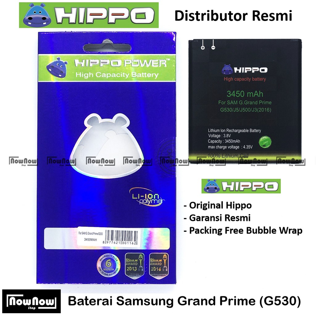 Baterai Hippo Samsung Galaxy Grand Prime G530 Original Batre Batrai Battery HP Garansi Resmi