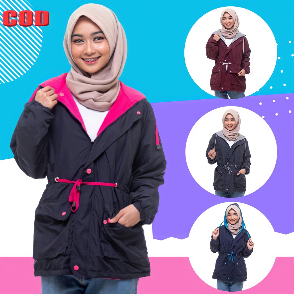 JAKET WANITA JAKET PARASUT HIRUKA BOLAK BALIK JAKET PARKA CEWEK HEYLOOK [JAKET 2 IN 1]