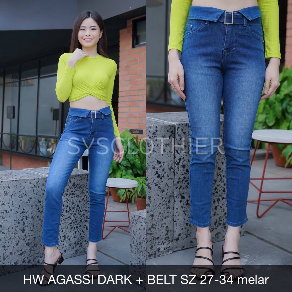 CELANA JEANS WANITA HW AGASSI BELT