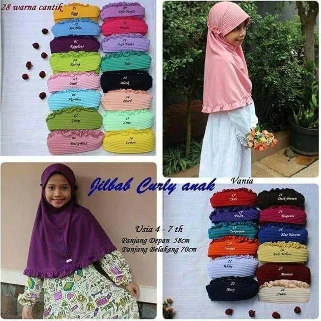 Jilbab anak Vania Curly (All size untuk usia 4-7 tahun)