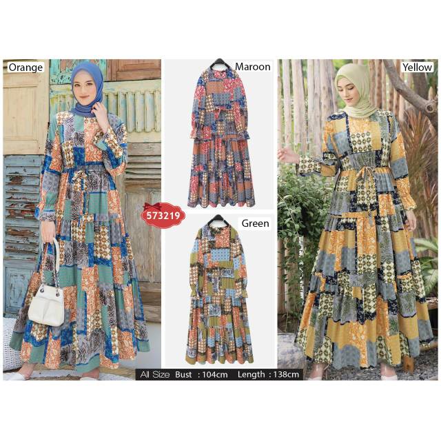Maxi Muslim Motif Rany Etnik Bahan Wolfis 573219