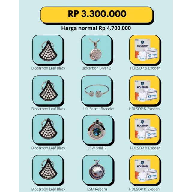NEWPROMO 3in 1 Kalung Biocarbon leaf black, Kalung dan HDLSOP Original MCI/Paket Hemat Alat Kesehata