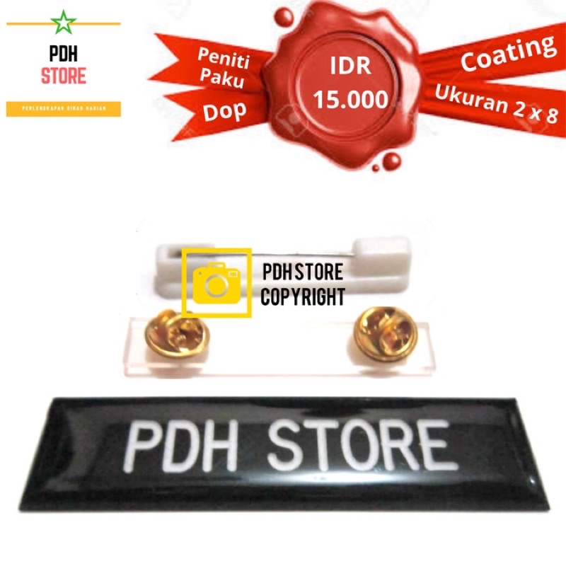 

Name Tag / Papan Nama Doff Coating 2x8 cm - Peniti - Paku