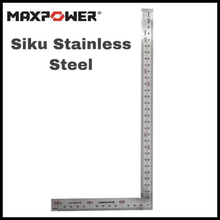 

Vanila | Penggaris Siku Stainless Steel Besi Maxpower L Garisan Pengukur Metrik