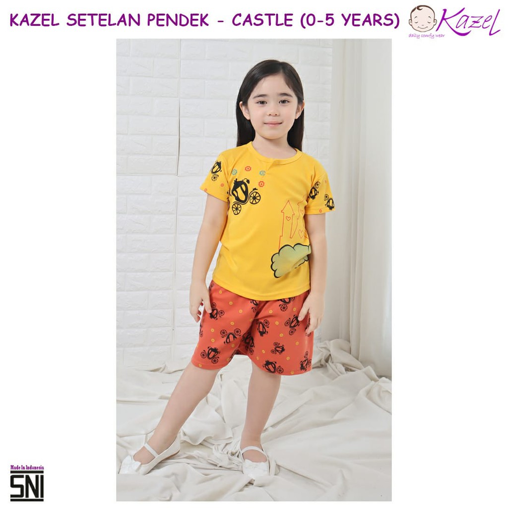 Kazel Setelan Pendek Girl CASTLE isi 3 stel (0-5 Tahun)