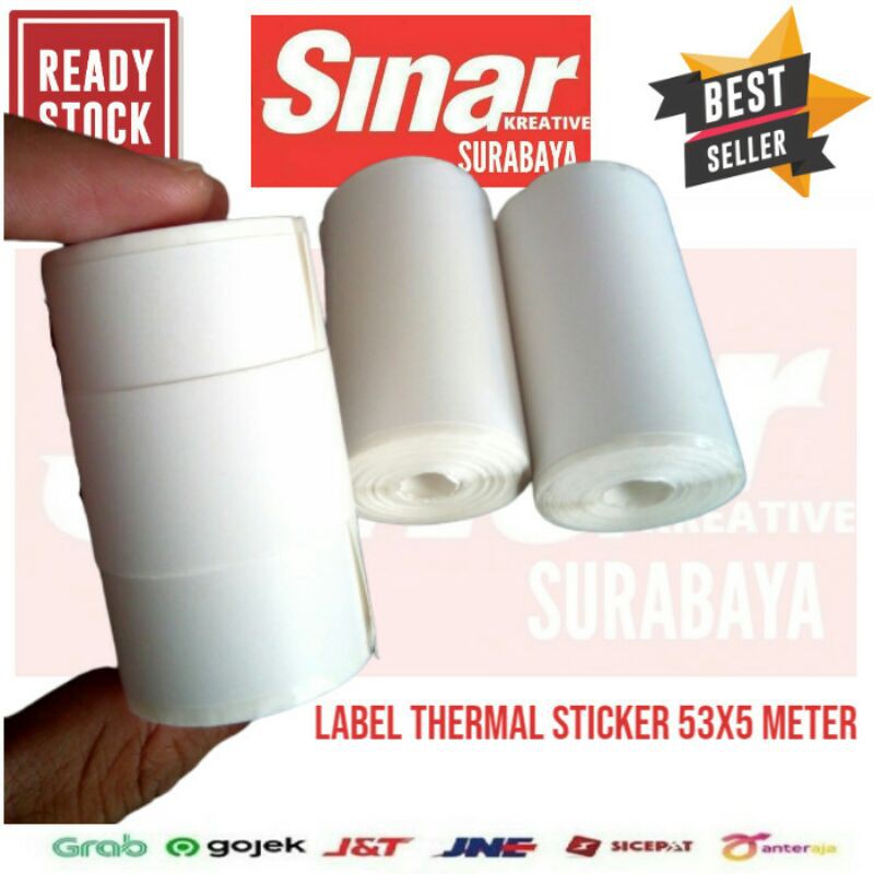 

KERTAS LABEL THERMAL STICKER SIZE 53x5M CONTINOUS - PREMIUM QUALITY