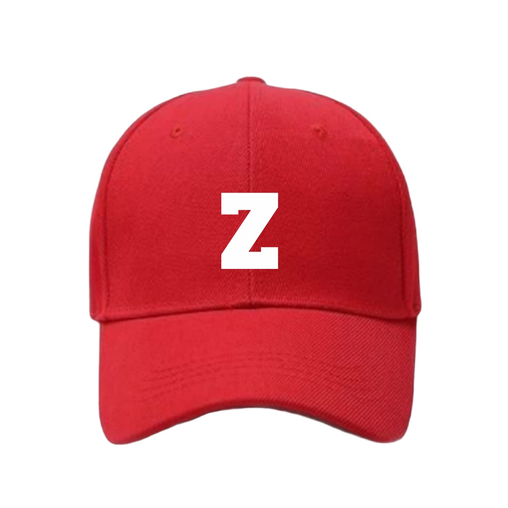 Topi Baseballcap Warna Merah Abjad Huruf Teks Alphabet A B C D E F G H I J K L M N O P Q R T U V W X